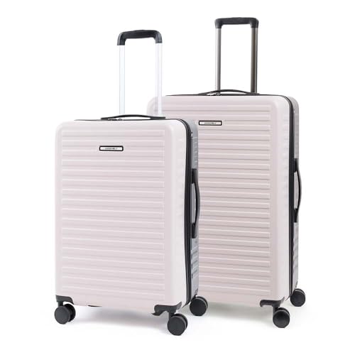 Image of Assembly Luggage trolley set of 2- Medium Check-in + Check-in Large with TSA Locks & 8 Spinner Wheels, Spacious Polycarbonate Hard Shell Trolley for Business Travel & Vacations, Ivory-Grey, 24+28 Inch