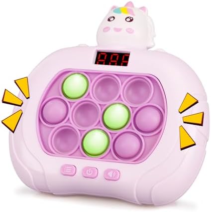 Blackma Fast Push Game Pop Fidget Toys for Kids, Fast Push Bubble Game, Handheld Puzzle Game Sensory Toys with LED Screen, Quick Push Light Up Game Gifts for 3-12 Year Old Girls Boys
