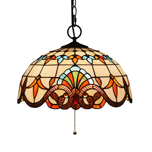Suspension baroque 16 pouces luminaire vintage en verre culot E27 pour plafond