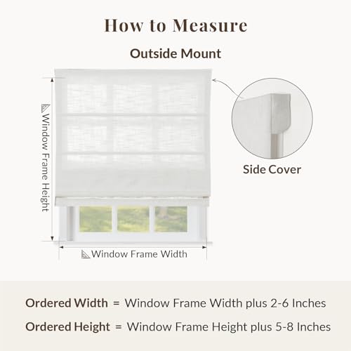 Image of TWOPAGES Liz No Drill Cordless Roman Shades Linen Textured Roman Blinds for Windows, Custom Made Room Darkening Blackout Roman Window Shades, Hardware Included, Beige White, 1 Piece