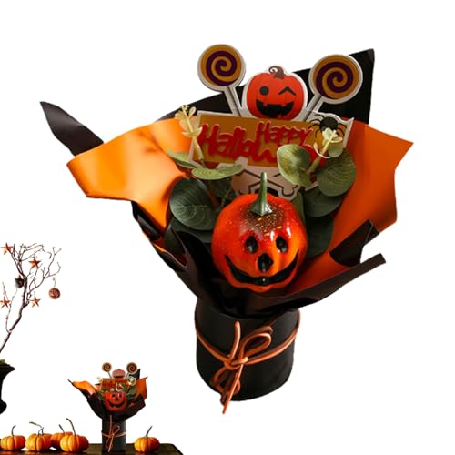 Generisch Flores góticas | Calabaza con flores artificiales de otoño, decoración de plantas artificiales, no destiñe, tema de otoño para adultos, fiesta de disfraces, salón, cocina, casa, decoración
