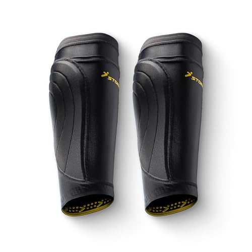 Storelli BodyShield Leg Sleeves, Compression Soccer Shin Guard Holders, Breathable, Sweat-Wicking, Impact Protection, Black, 1 Pair