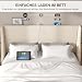 VECELO Polsterbett 140x200 cm mit USB & Type-C Anschlüssen, Doppelbett mit Kopfteil und 2 Seitentaschen, Bett Bettrahmen Bettgestell mit Lattenrost, Jugendbett, Leinen, Ohne Matratze, Beige