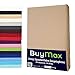 Buymax Spannbettlaken Stretch 180x200 - 200x220 cm für Wasserbetten und Boxspringbetten Bettbezug für Matratzen bis 35 cm Matratzenhöhe, Beige Sand