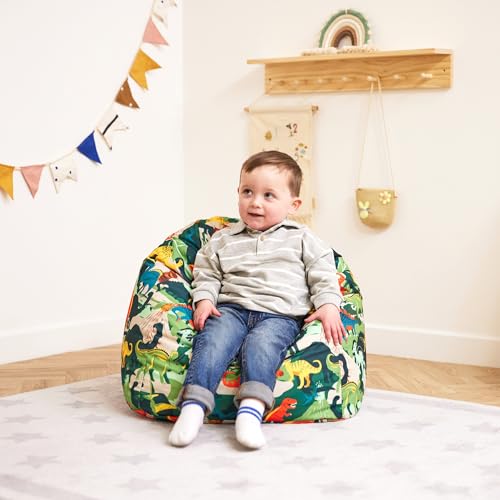 Bean Bag Bazaar Dinosaur Kids Bean Bag, Kids Bean Bag Chair with Filling Included for Girls and Boys, Beanbags for Children, Dinosaur Gifts, Nursery Décor, Playroom Décor, Bedroom Accessories