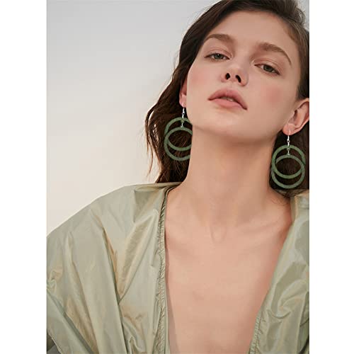 Bohemian Unique Handmade Wooden Hoop Splicing Earrings Retro Statement Colorful Contrast Wood Geometric Lightweight Dangle Drop Earrings for Women3