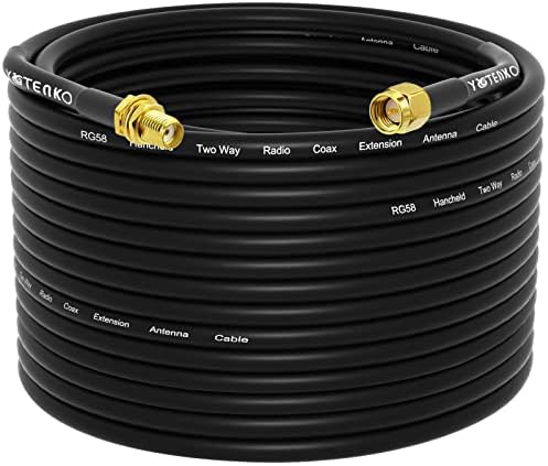 YOTENKO SMA Antenna Extension Cable - 20 Meters(65.6FT),RG58 Coaxial Cable SMA Male to SMA Female RF Low-Loss Cable for 3G 4G LTE Router ADS-B SDR USB Dongle Receiver Antenna Extension Wire