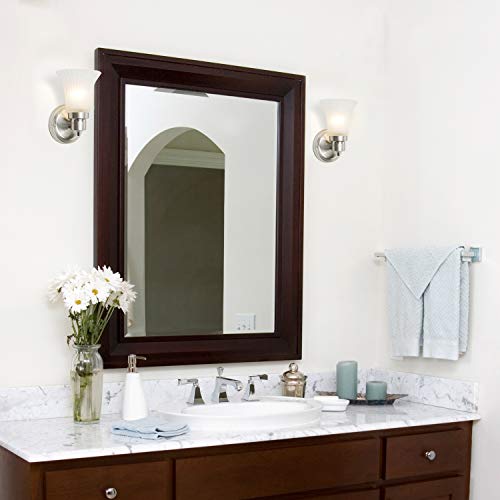 Design House 504977 Village Traditional 1-Light Indoor Dimmable Wall Sconce With Frosted Flute Glass And Twist On/Off Switch Bathroom Bedroom Hallway, 8.25"H X 5.1"W, Satin Nickel thumb #1