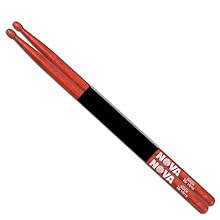 Nova Rock drumsticks with wood tip Budget versions of standard vic firth models American hickory (b-grade) with a red finish Tear drop wood tip