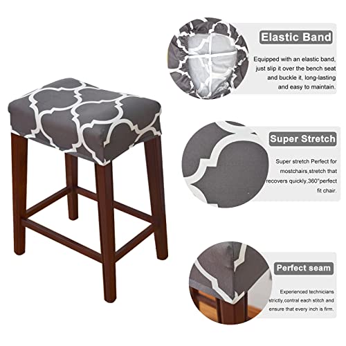 Krfoonn 2 Pack Rectangle Bar Stool Covers Printed Chair Seat Slipcovers Washable Stool Upholstered Protector Slipcover For Dining Room Living Room With Nonslip Elastic Band, 39 #TOP1