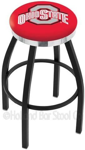 Ohio State Buckeyes (L8B2C) 25" Tall Logo Bar Stool by Holland Bar Stool Company (with Single Ring Swivel Black Solid Welded Base)