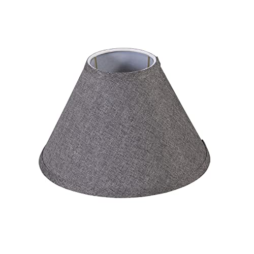 Image of Aspen Creative 56027A, Hardback Empire Transitional UNO Lamp Shade, Dark Grey Burlap Textured Fabric, 4 inch Top x 10 inch Bottom x 7 inch Slant Height, Slip UNO 33mm