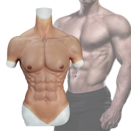 HNCXHX Poitrine Musculaire en Silicone Gilet de Poitrine Masculine Réaliste Silicone de Peau de Simulation de Muscle Abdominal Doux, pour Le Cosplay Halloween,#3-L Cover