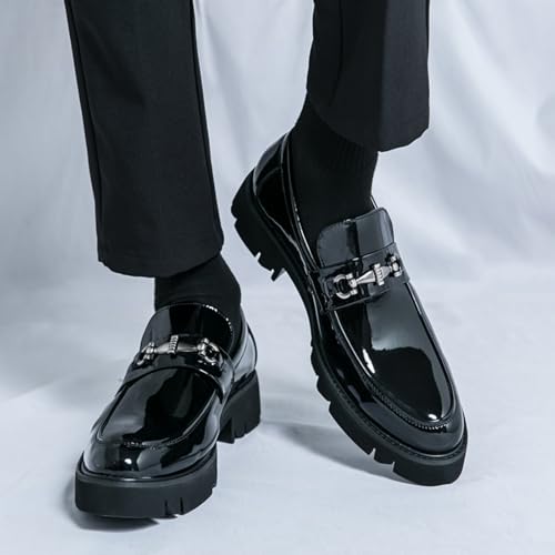 Minishion Mens Casual Walking Slip ons with Buckle Horsebit Comfort Dress Loafers Shoes4