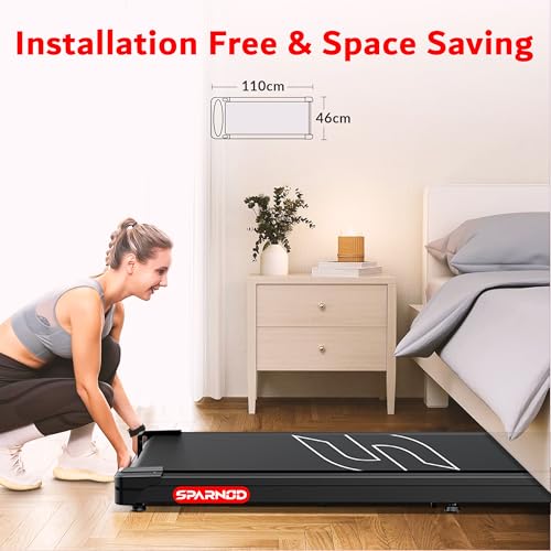 Image of Sparnod Fitness STH-3002 3HP Peak Walking Pad Treadmill for Home Use | Compact, Ultra-Slim, Ready to Use | Shock Absorption | LED Display | 2% Manual Incline | 110 Kg Capacity