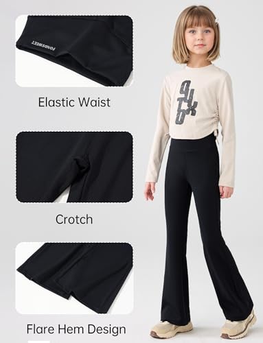 Happy Cherry Girls Yoga Pants Flare Leggings Elastic Waist Boot Cut Wide Legs Workout Legging Skin Friendly 5-14 Y 120-1704