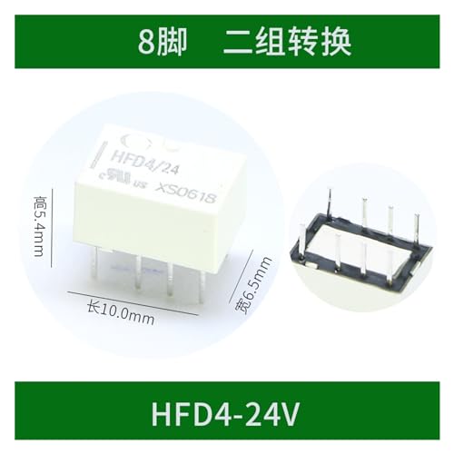 Relé HFD4/24V direct plug tipo parche enchufable de 8 pines y capacidad 2A 2