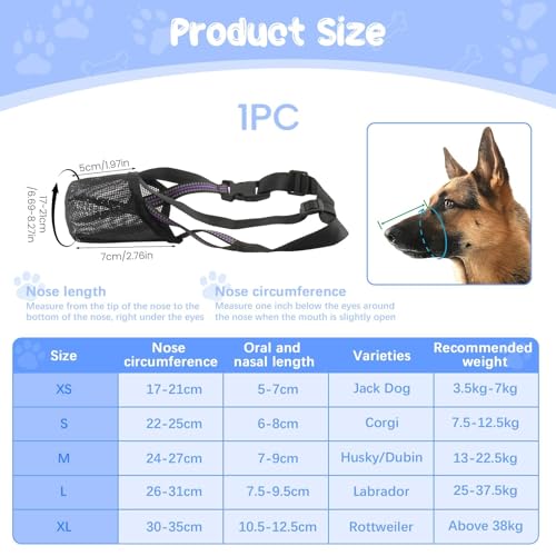 Maulkorb für Hunde Weicher Netzmaulkorb Atmungsaktiver Mesh für Kleine Hunde Reflektierende Einstellbare Hundemaulkorb zum Verhindern Fressen Lecken Bellen Ermöglicht Hecheln und Trinken (XS Schwarz)