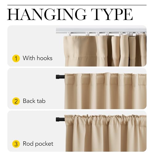 NICETOWN Doorway Curtain & Track Set, Privacy Room Darkning French Door Curtain with Smooth Track for Closet/Bay, Thermal Insulated Drape for Office/Bedrrom, W 34 x L 80 in, Biscotti Beige, 1 Panel