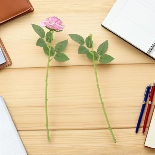 Tallos de rosas artificiales verdes Ciieeo de plástico para manualidades, 25 unidades 6