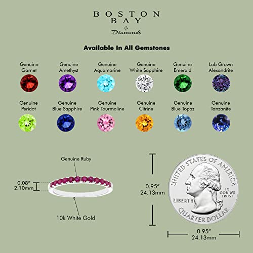 10K White Gold Natural Ruby Stackable Wedding Anniversary July Birthstone Band Ring - Size 7 #TOP2