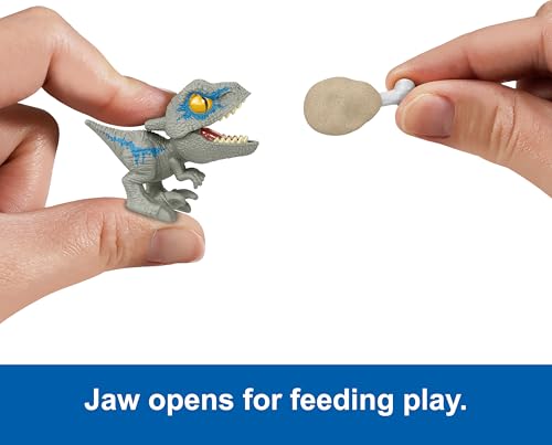 Mattel Jurassic World Crate Smasher Dinozaur Asortyment minifigurek dinozaurów z niespodziankami, zabawa w „karmienie”, HVB29