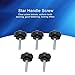 5 Pack Black 6mm(M6) x 30mm Thread Replacement Star Hand Knob Tightening Screw,Plastic Five Pointed Star Knob Replacement Hand Knob Tightening Screw