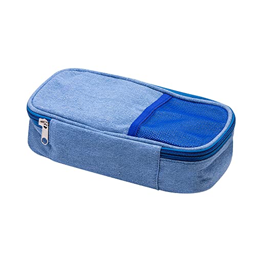 Estojo Box Nylon 50 Pens 1 Zíper e Tela Jeans Azul, BRW