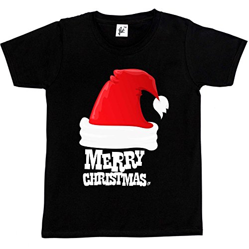 Fancy A Snuggle Big Red Santa Hat with Ball On End Merry Christmas Kids Boys/Girls T-Shirt Black 3-4 Year Old