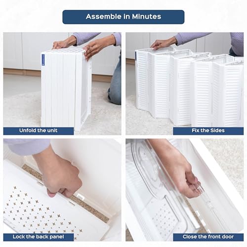 Image of HomeStrap 6 Layer Sneaker Pair Box Organizer | Stackable Shoe Storage with Transparent Front Door | Dust-Proof Shoe Box with Ventilated Back for Bedroom, Wardrobe & Entryway
