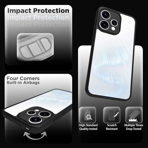 Image of RIGGEAR Shockproof Sleek Hybrid Armor Back Cover Case for Oppo Reno15, Reno 15 5G (Clear PC + Black TPU Bumper)