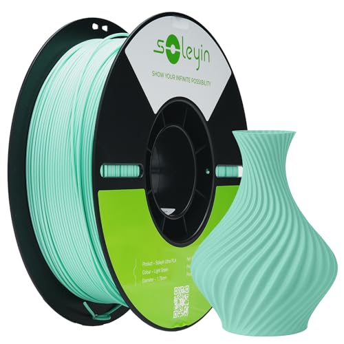 SOLEYIN Alta Velocidad Filamento PLA 1.75mm para impresora 3D 30-300 mm/s, Precisión +/- 0.02mm, Bobina de 1kg (2.2lb), Compatible con La Mayoría de Impresoras 3D FDM, Ultra PLA (Verde Claro)