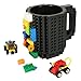 Lumsburry Build-on Brick Coffee Mug, Funny DIY Novelty Cup with Building Blocks Creative for Kids Men Women Xmas Birthday (Cool Black)