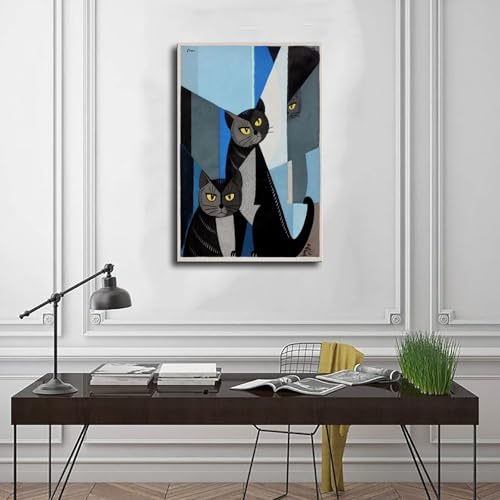 Toile Cats in Blue Inagaki Tomoo pour sublimer un mur de bureau