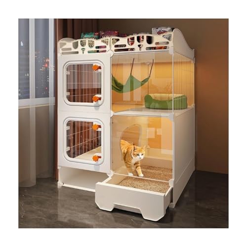 Jaula para gatos de interior espaciosa, amplio corralito para gatos con baño 2