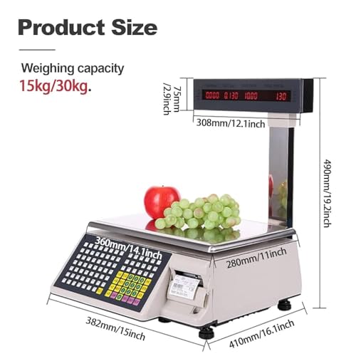 Báscula digital con impresora y doble pantalla LCD miniatura 4