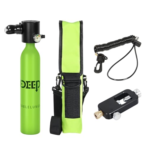 DIDEEP Scuba Tank Diving, 0.5L Capacity Mini Scuba Tank,Dive Portable Lungs for 7-10 Minutes Underwater Breathing, Diving Lung Tank Suitable for Emergency Rescue with Valve Converter