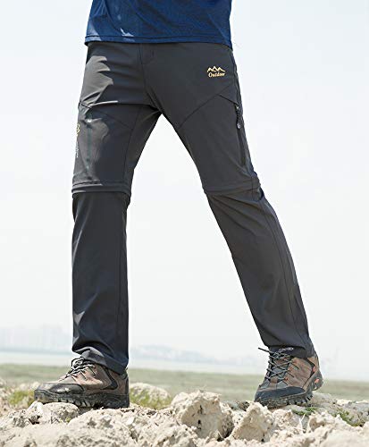 CLOUSPO Outdoor Hose Herren Zwei Teile zerlegbar Sonnenschutz Schnell Trocknend Wanderhose Funktionshose mit Gürtel (DE/NL/SE/PL, Alphanumerisch, L, Regular, Regular, Grau)