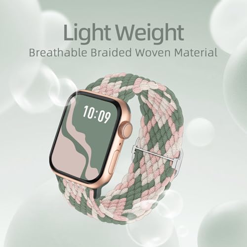 Image of 4 Pack Braided Stretchy Bands Compatible with Apple Watch 40mm 41mm 38mm 42mm 44mm 45mm 46mm 49mm Women Men, Breathable Nylon Elastic Daily Use Straps for iWatch Series 11 /10 9 8 7 6 5 4 3 SE /Ultra 2