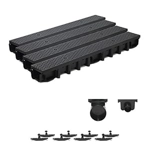 4m drainagegoot voor modulair systeem A15 98mm, compleet stagrost kunststof, zwart decor