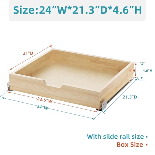 ROOMTEC Pull Out Drawers for Cabinets, 22½” W x 21” D Soft Close Slide Out Drawers for Kitchen Cabinets, Cabinet Pull Out Shelves Requires At Least 23.5” Cabinet Opening by ROOMTEC - Used condition - Image 5