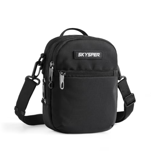 SKYSPER Small Anti Theft Crossbody Sling Bag RFID Cross Body Bag Travel Shoulder Daypack (Black)