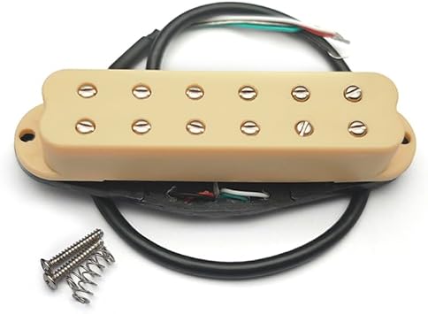 MAXCHEER 12 Adjustable Pole Piece Mini Humbucker ST Single Coil Pickup Size 9K 4 Conducts Output Coil Splitting PickupCream