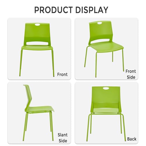 Image of Sidanli Stackable Office Chairs, Green Guest Chairs with Comfortable Streamline Seat, Stacking Chairs No Wheels for Conference Room, Set of 4