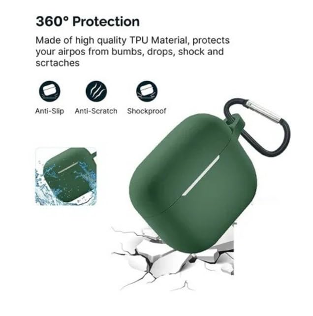 Image of Colorcase Front & Back Soft Silicone 360 Full Protection Case Compatible with Boat Airdopes Alpha (Green)