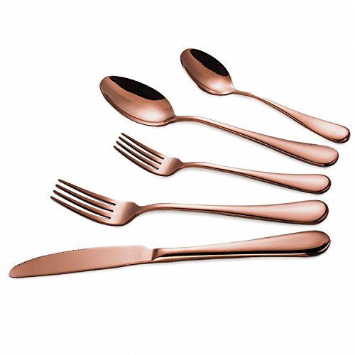 Flatware Set, Magicpro Modern Royal 45-Pieces Rose Gold Stainless Steel Flatware For Wedding Festival Christmas Party, Service For 8 #TOP3