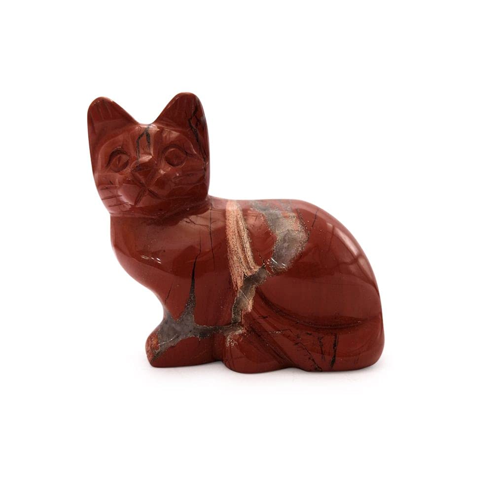 Chat en marbre rouge sculpture de table lourde et stable qui ne raye pas vos meubles