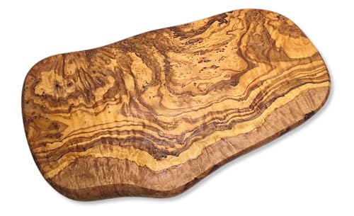 Küchenmaster Olivenholz Schneidebrett 34 cm im Naturschnitt Servierbrett Holzplatte Brett