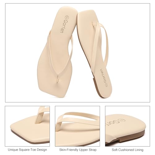 Image of Flip Flops for Women Comfortable Square Toe Casual Beach Sandals Summer Outdoor and Everyday Wear