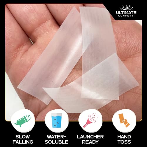 Image of Ultimate Confetti, Biodegradable Dissolving Rice Paper Confetti -Rectangular Flame-Resistant and Water-Soluble Paper Confetti for Cannon and Launcher use - Best for Celebrations - 1 lb, 16 oz